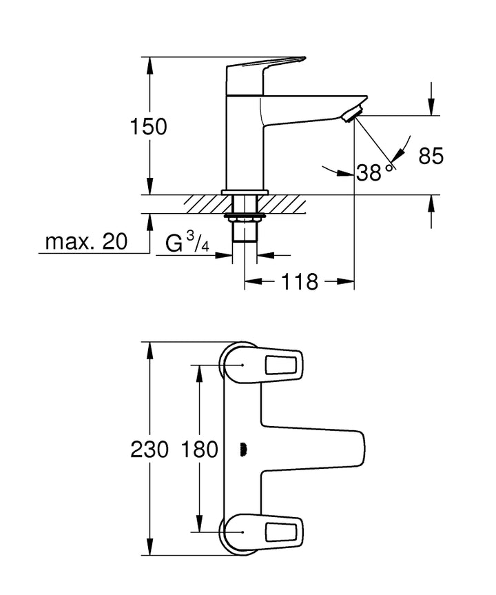 Grohe 25232001 BauLoop Bath Shower Mixer