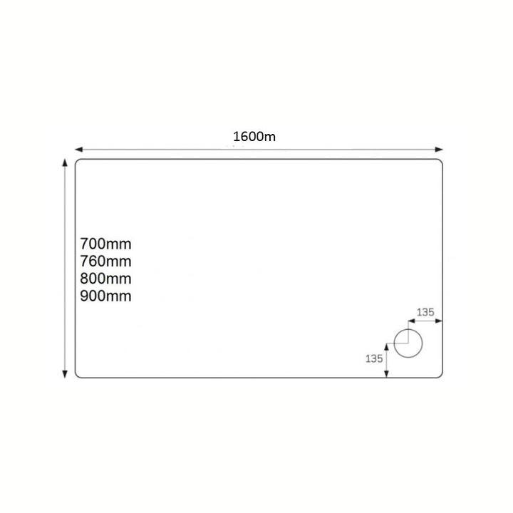 Rectangular Shower Tray 1600 x 800mm - Jewel by Voda Design