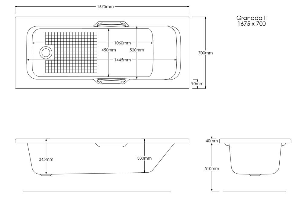 1500mm No Tap Holes 8mm Single Ended Bath