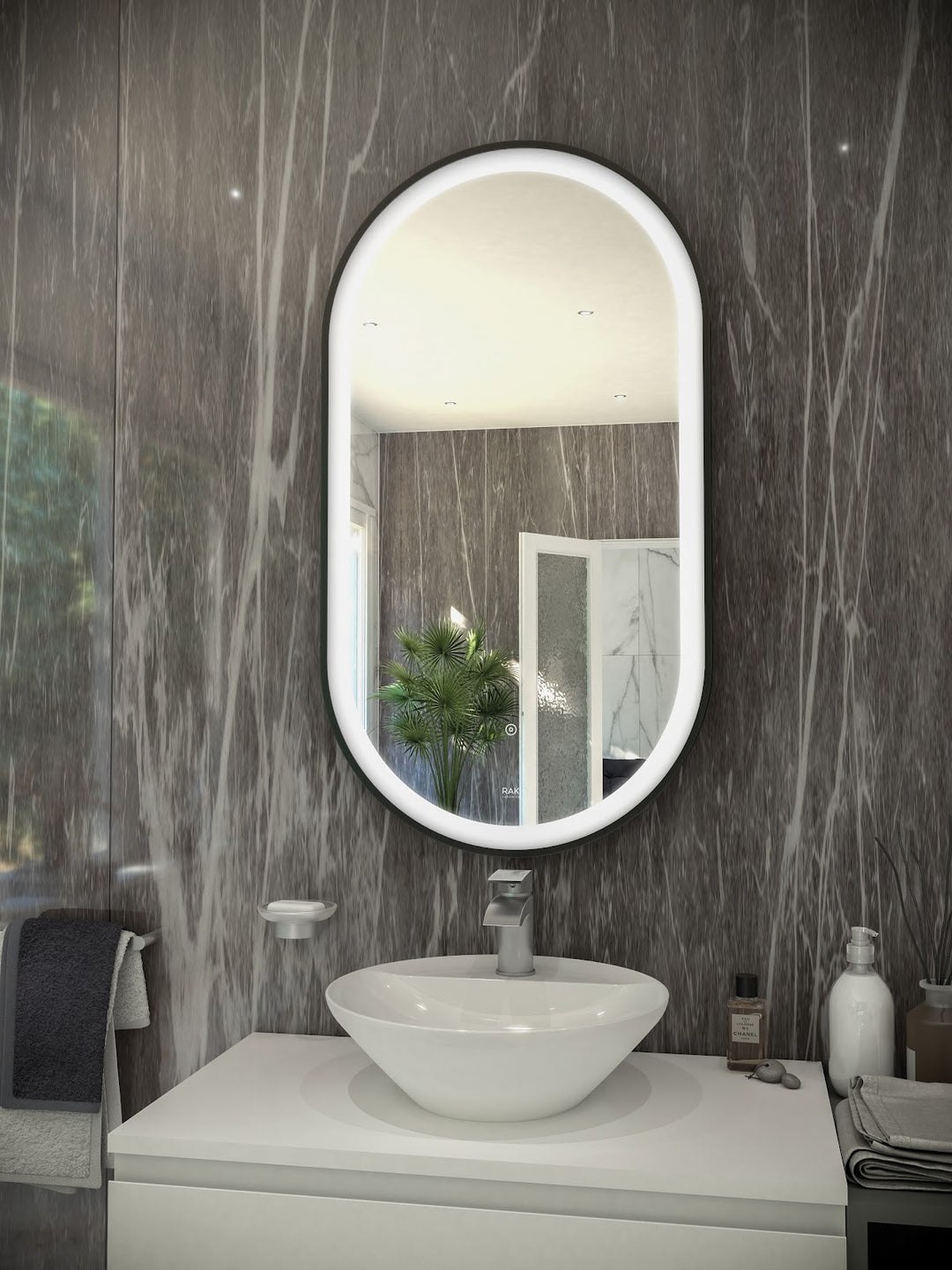 RAK Art Oval 550x1000 LED Mirror Black
