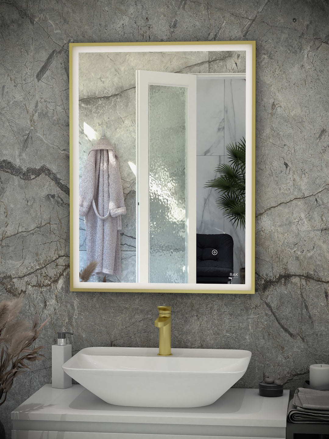 RAK Art Square 600x800 LED Mirror Gold
