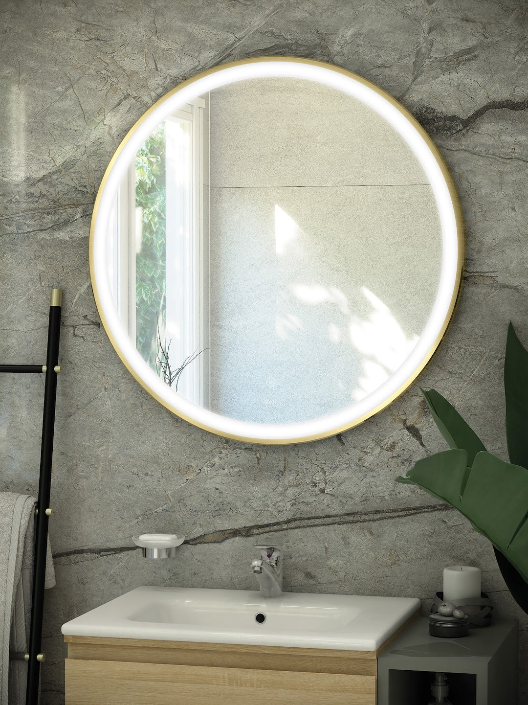 RAK Art Round 800x800 LED Mirror Gold