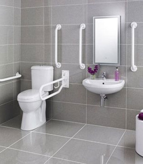 Doc M Pack Full Assisted Disabled Toilet, Basin and Rails