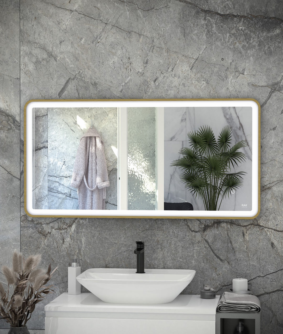 RAK Picture Soft 600x1200 LED Mirror Gold
