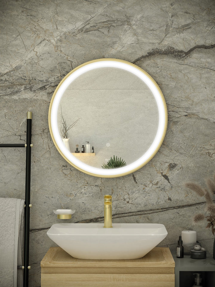 RAK Picture Round 600x600 LED Mirror Gold
