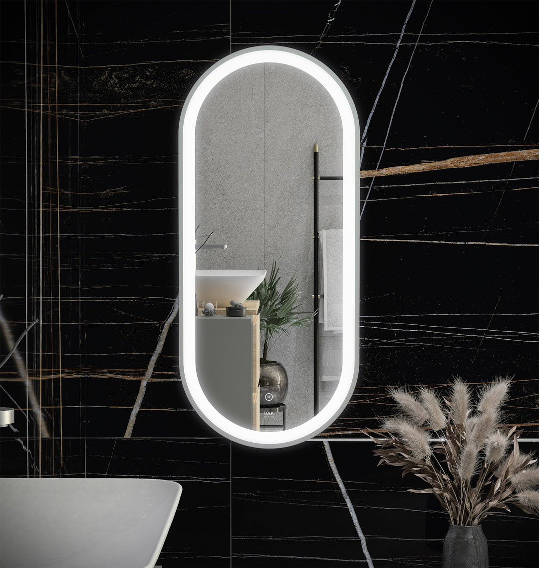 RAK Picture Oval 450x1000 LED Mirror Chrome