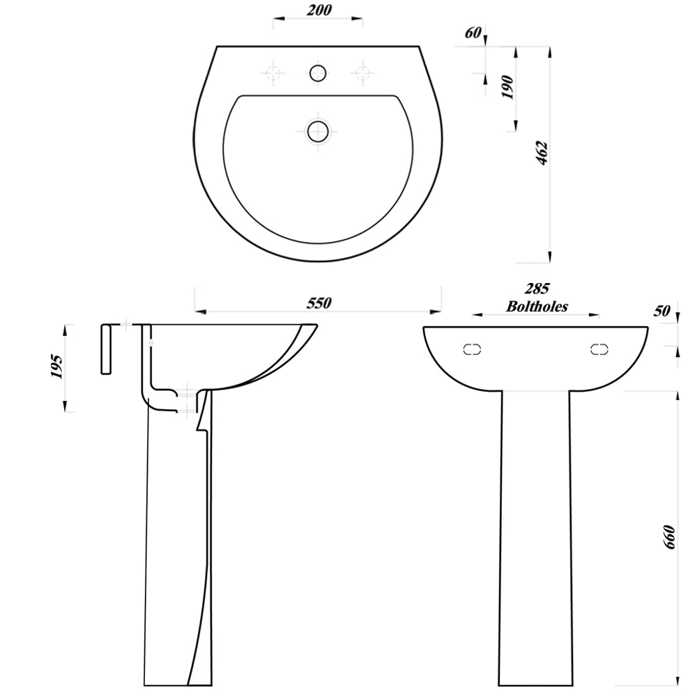 Basin & Full Pedestal 1TH