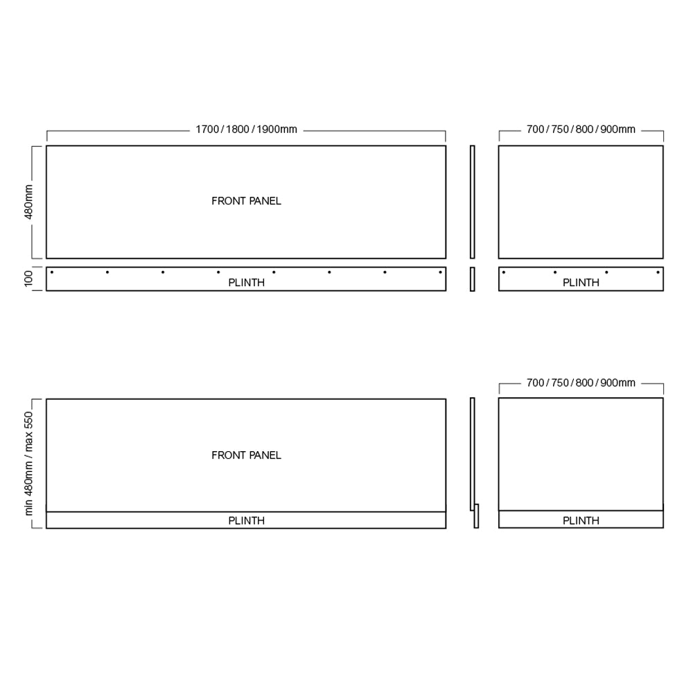 1700mm Waterproof Shaker Style Bath Panel