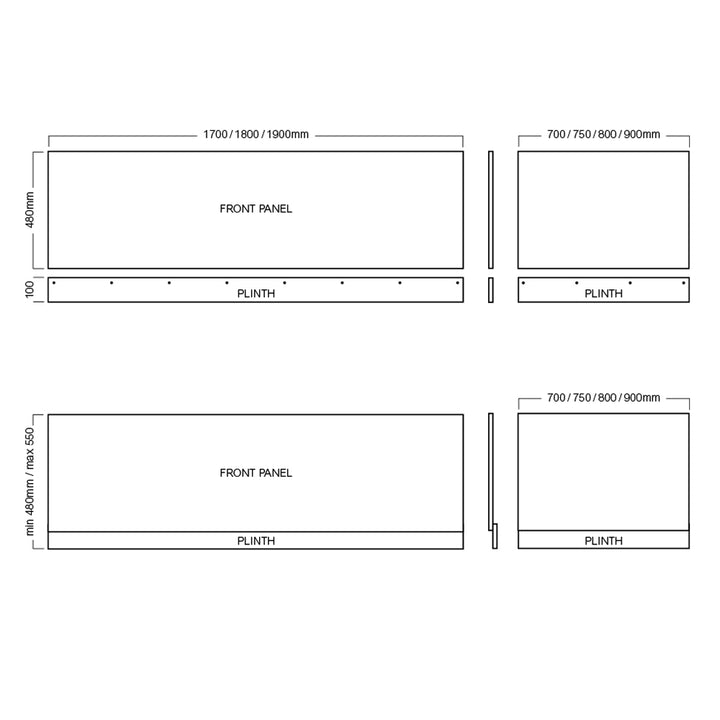 700mm Shaker Style Waterproof Bath End Panel