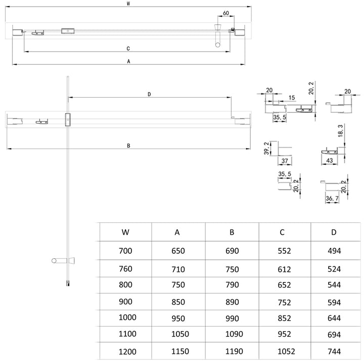 Black 1000mm Pivot Shower Door