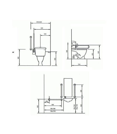 Doc M Pack Full Assisted Disabled Toilet, Basin and Rails