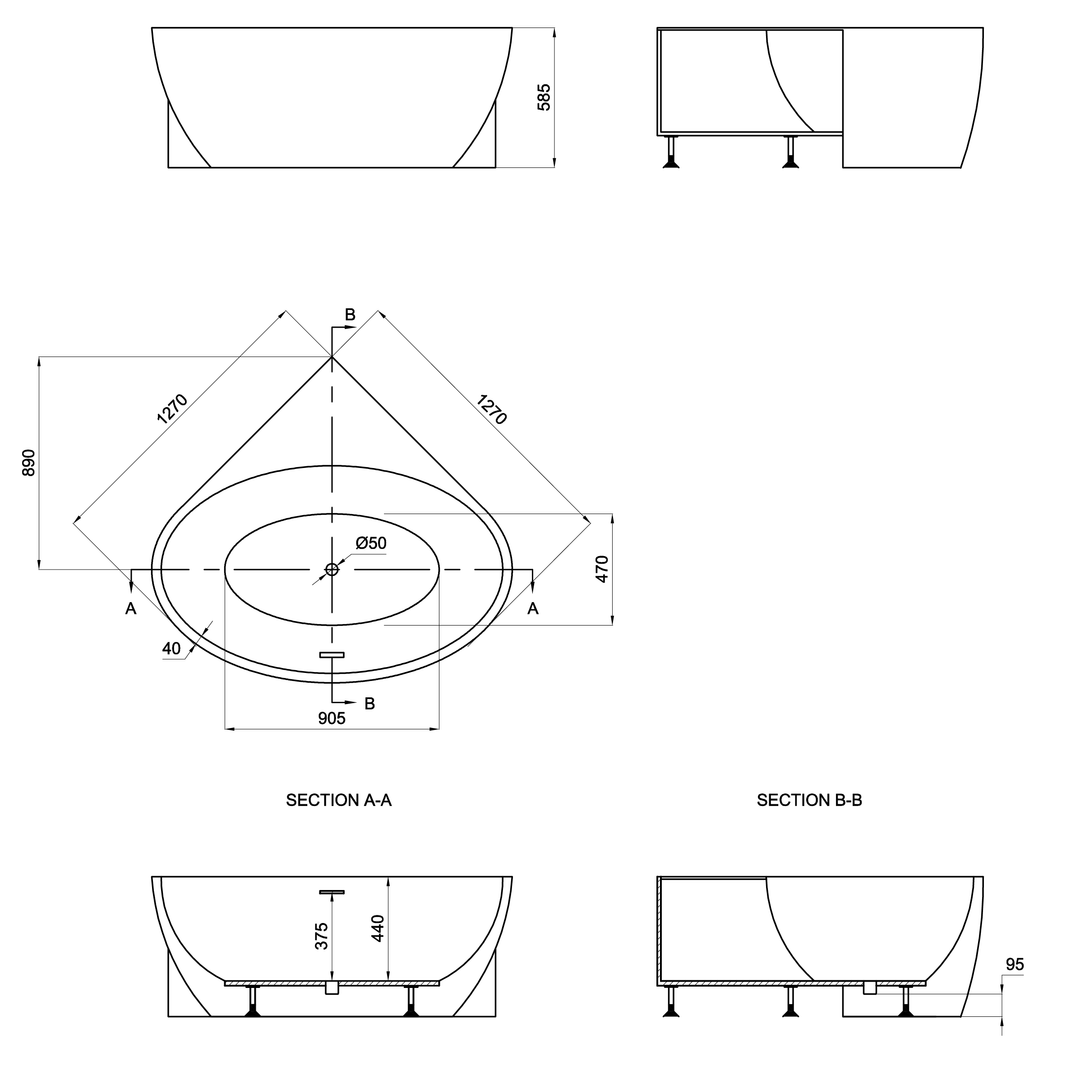 Whitchurch Corner Freestanding Bath inc waste- 33.0045