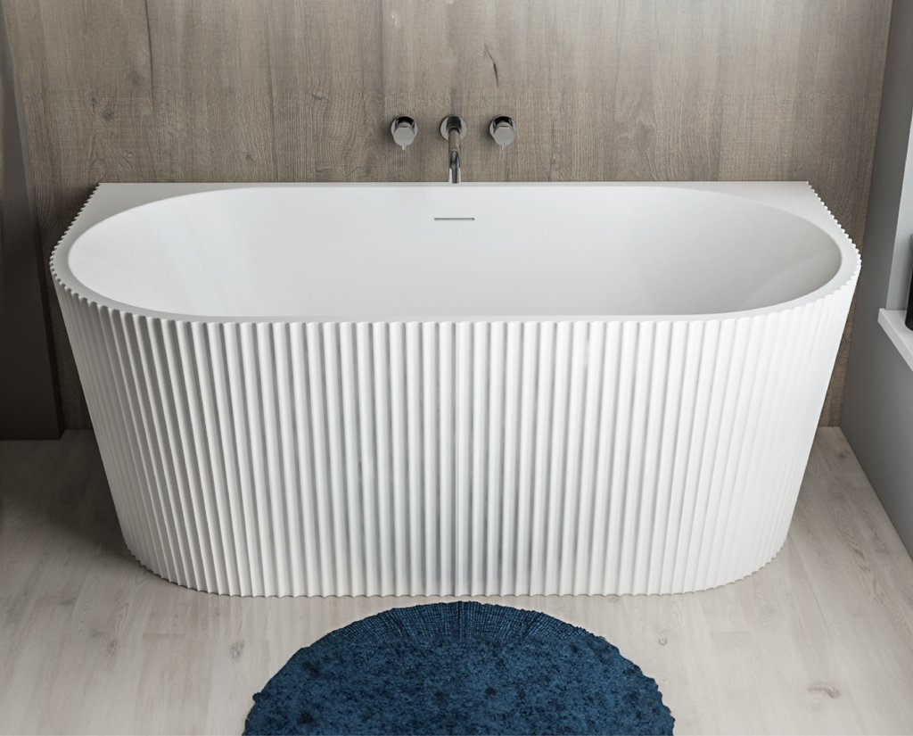 Baxenden 1500 D Shaped Back To Wall Bath Inc waste- BAXD1500