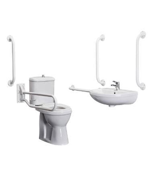 Doc M Pack Full Assisted Disabled Toilet, Basin and Rails