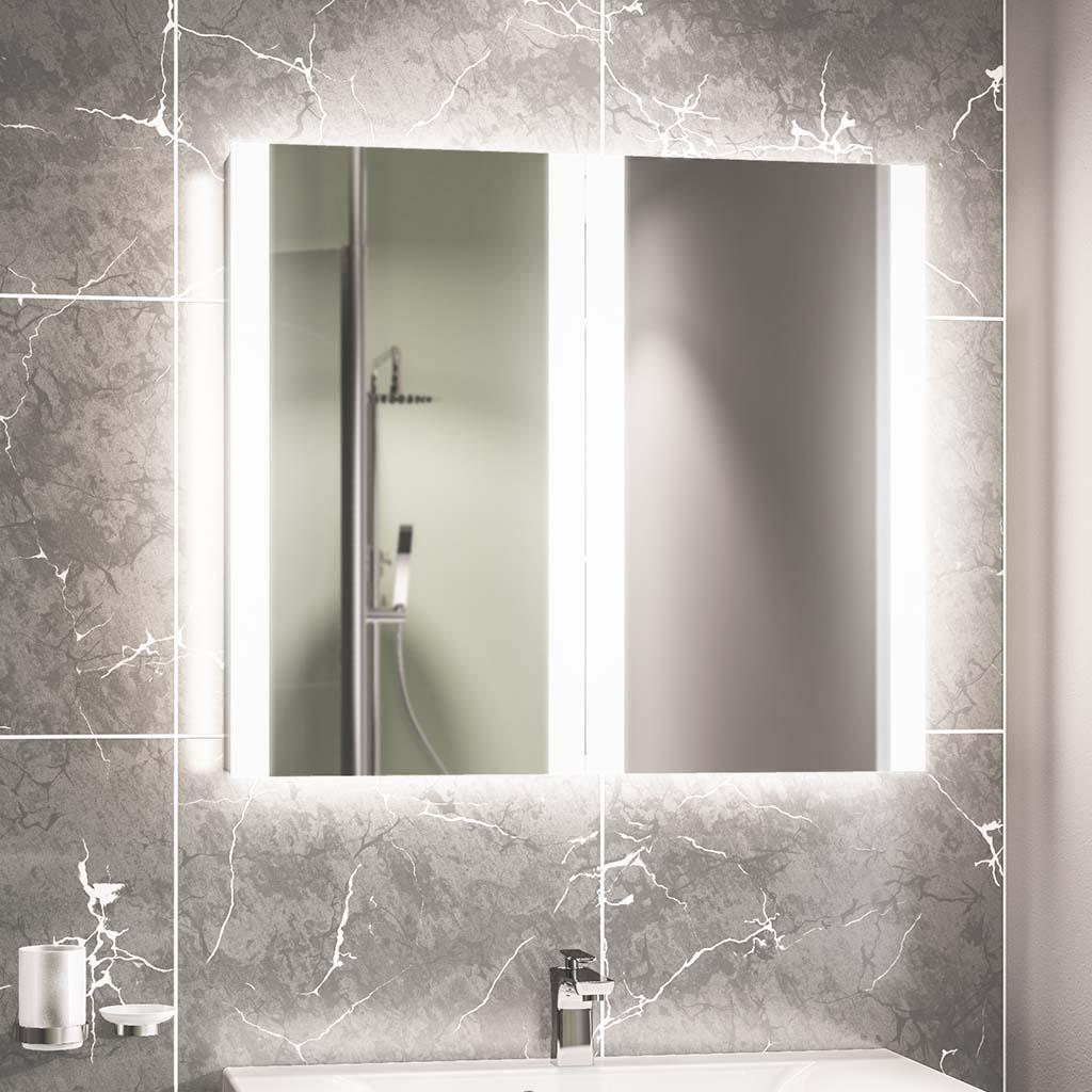 Caldini 800 x 700 x 130 LED 2 Door Mirror Cabinet