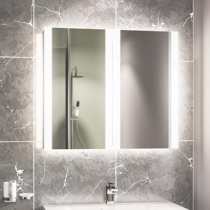 Caldini 800 x 700 x 130 LED 2 Door Mirror Cabinet