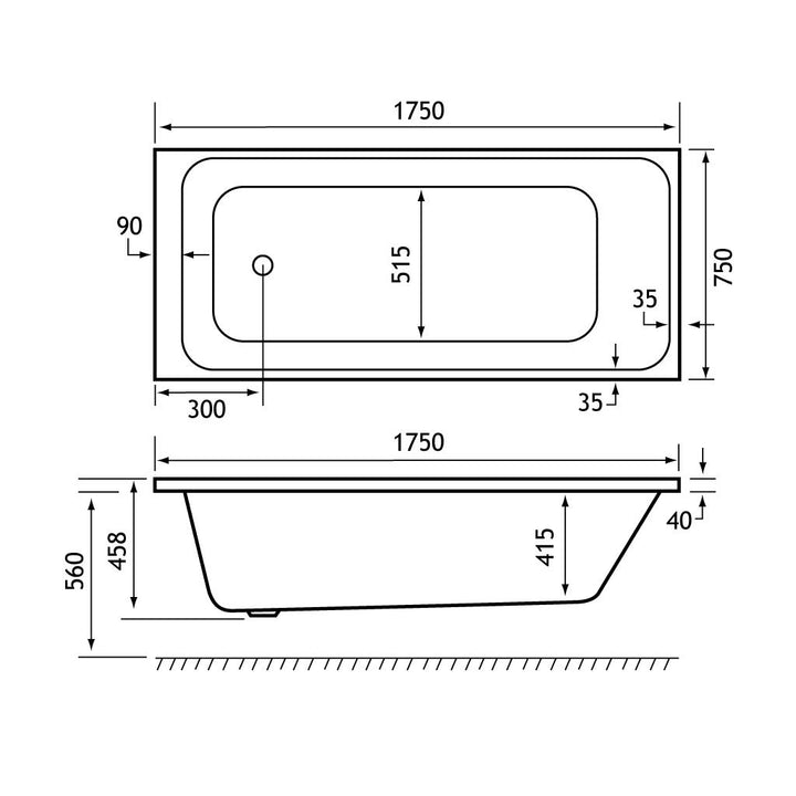 Malin Single Ended Bath 1750x750 (440) 5mm