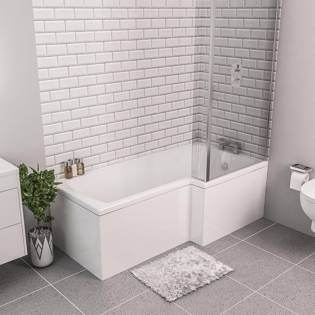 Shannon L Shape Shower Bath RH 1500x850 (400) 4mm