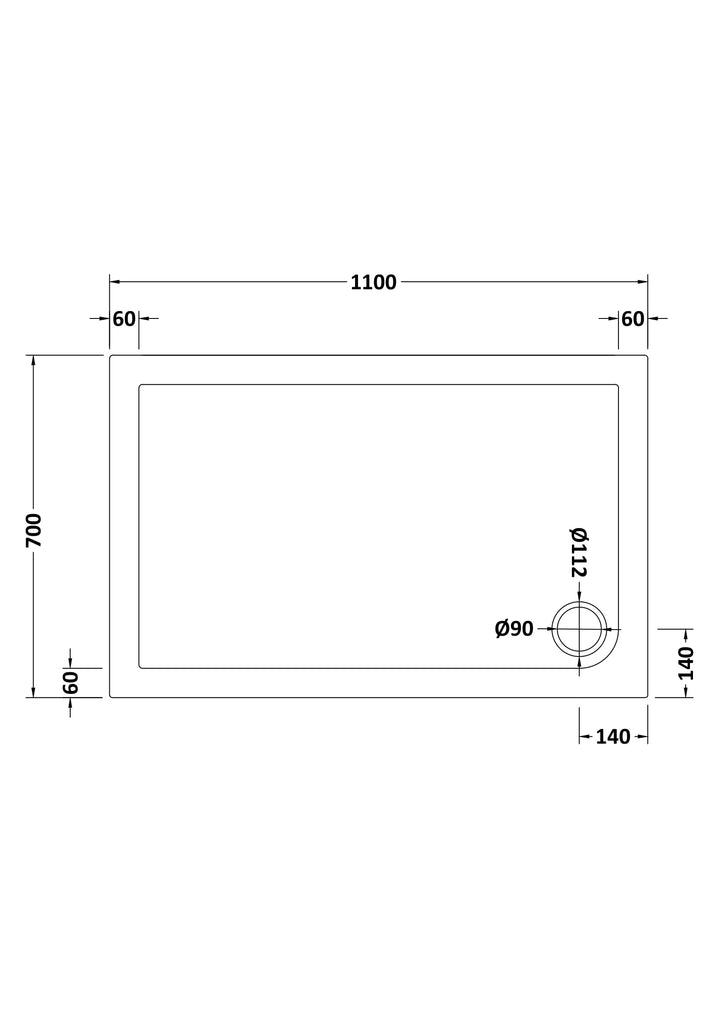 Vantage 40mm Rectangular Tray 1100x700