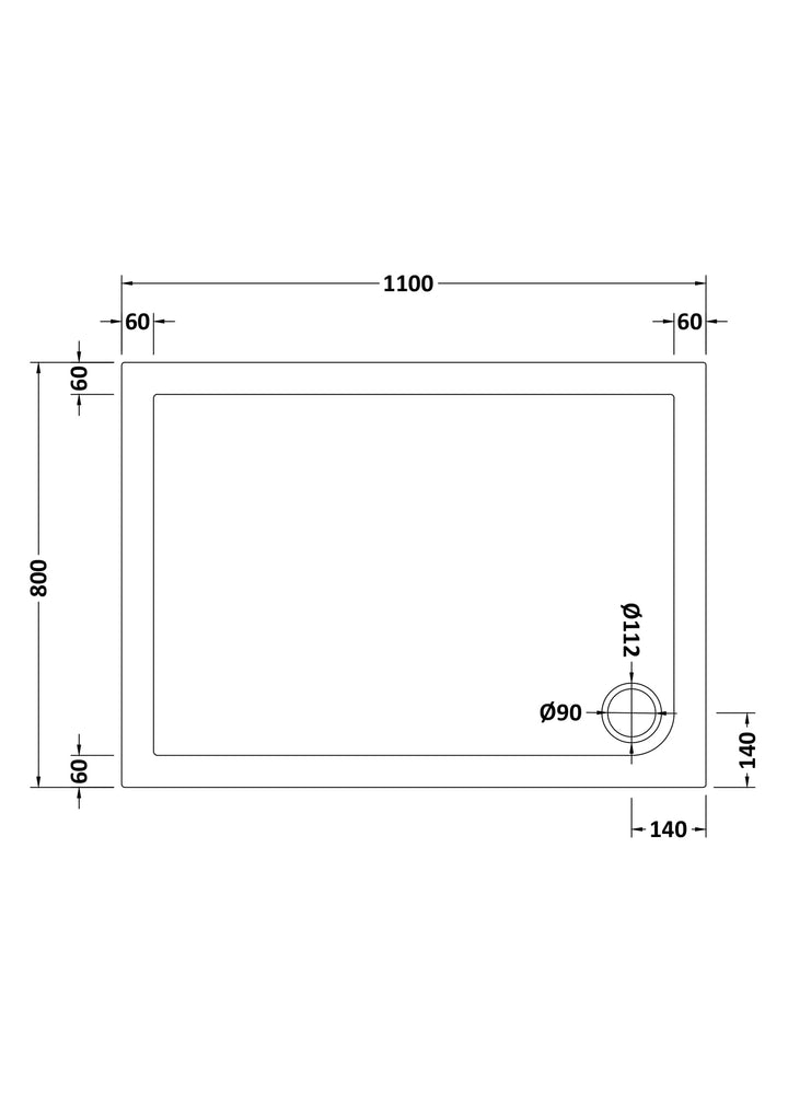 Vantage 40mm Rectangular Tray 1100x800