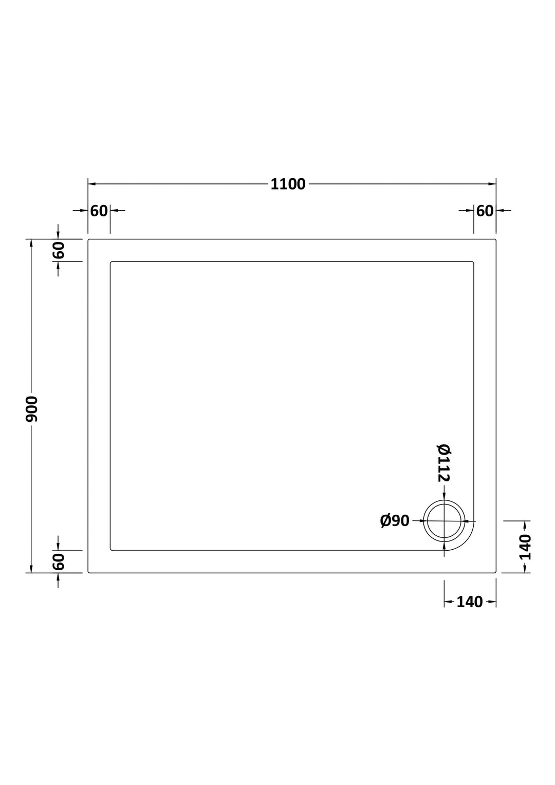 Vantage 40mm Rectangular Tray 1100x900