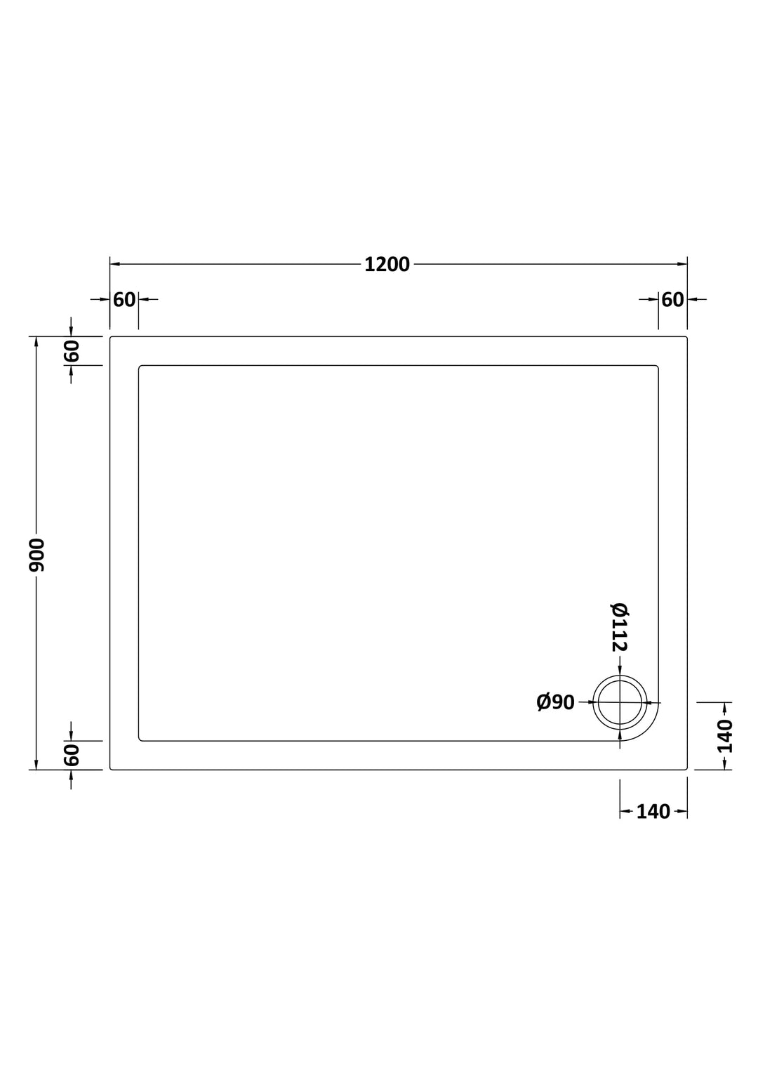 Vantage 40mm Rectangular Tray 1200x900