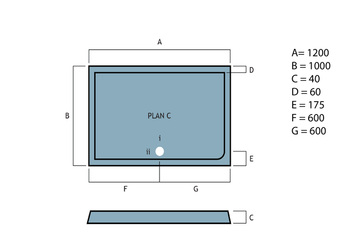Vantage 40mm Rectangular Tray 1200x1000