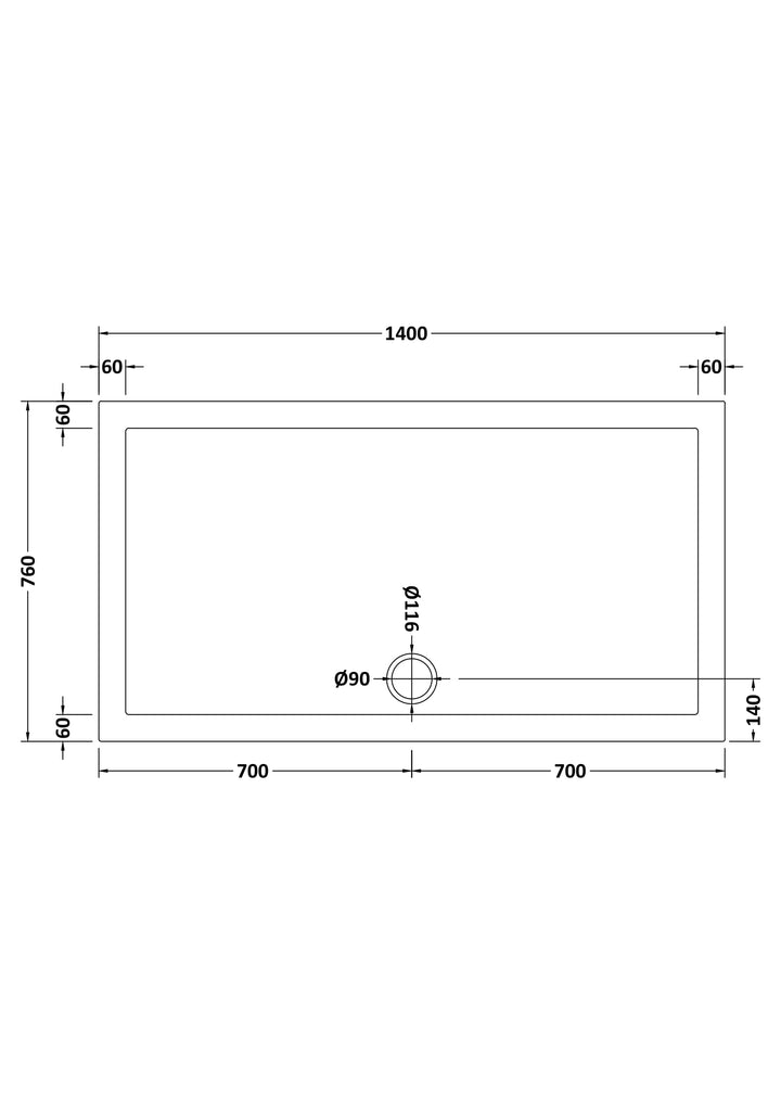 Vantage 40mm Rectangular Tray 1400x760