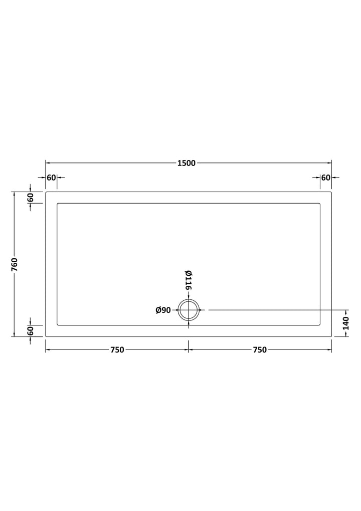 Vantage 40mm Rectangular Tray 1500x760