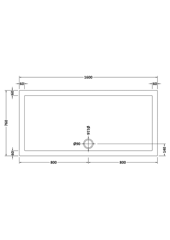 Vantage 40mm Rectangular Tray 1600x760