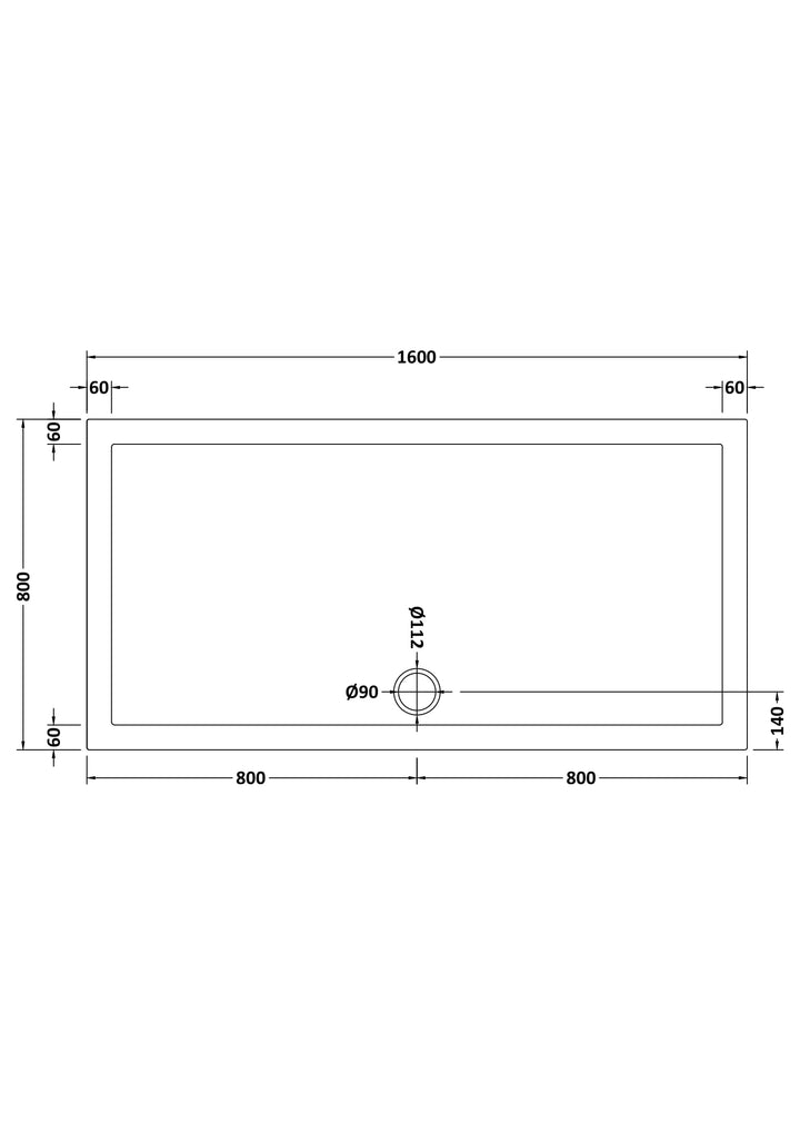 Vantage 40mm Rectangular Tray 1600x800