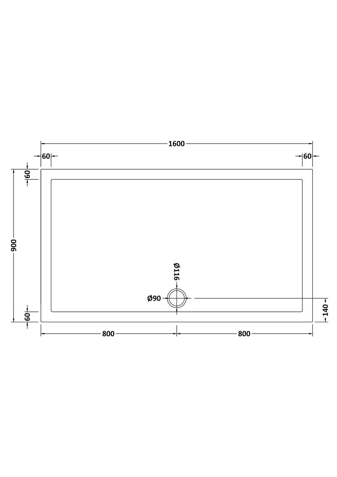 Vantage 40mm Rectangular Tray 1600x900