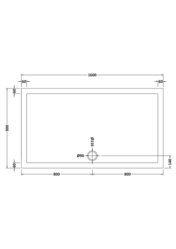 Vantage 40mm Rectangular Tray 1600x900