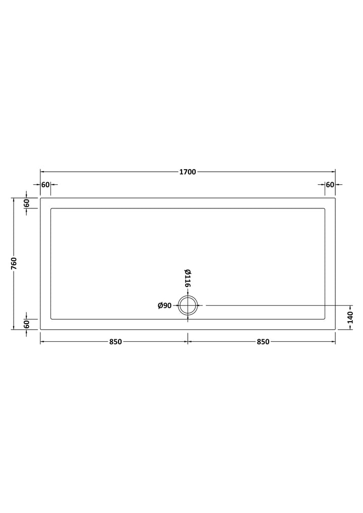 Vantage 40mm Rectangular Tray 1700x760