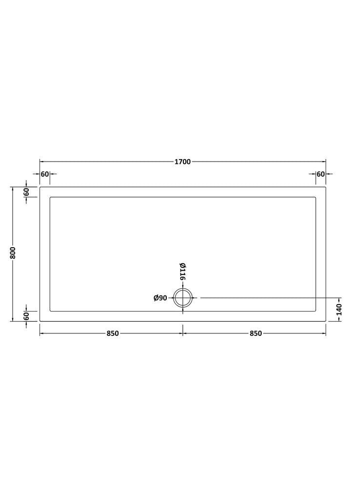 Vantage 40mm Rectangular Tray 1700x800