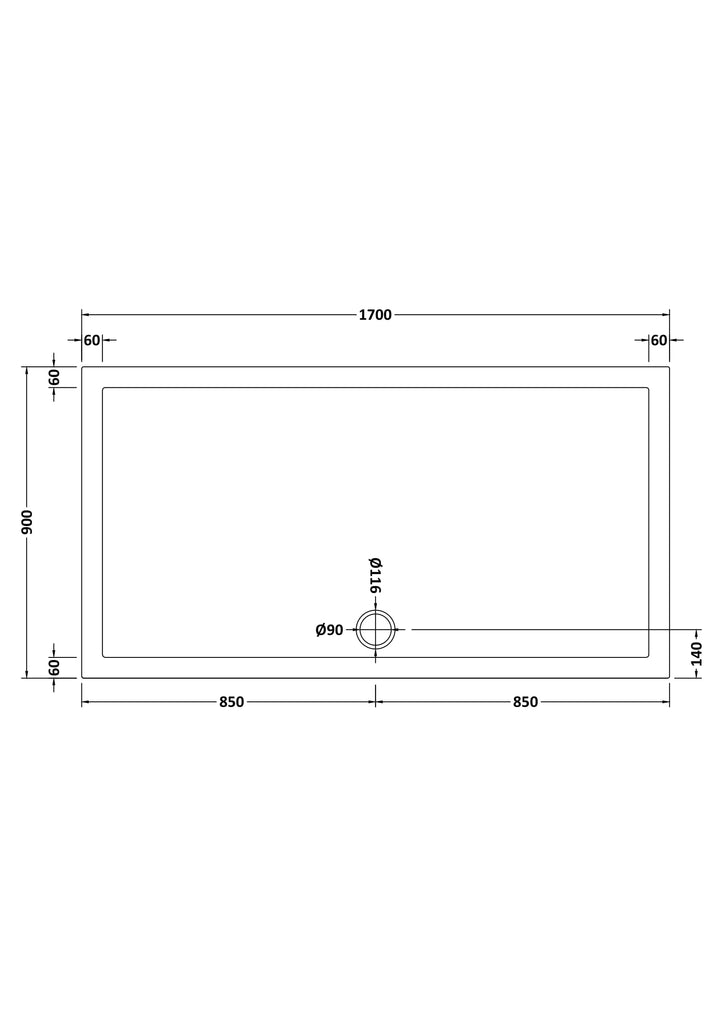 Vantage 40mm Rectangular Tray 1700x900