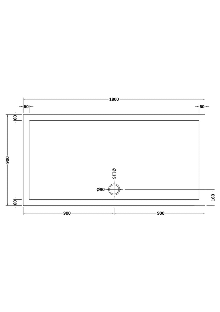 Vantage 40mm Rectangular Tray 1800x900