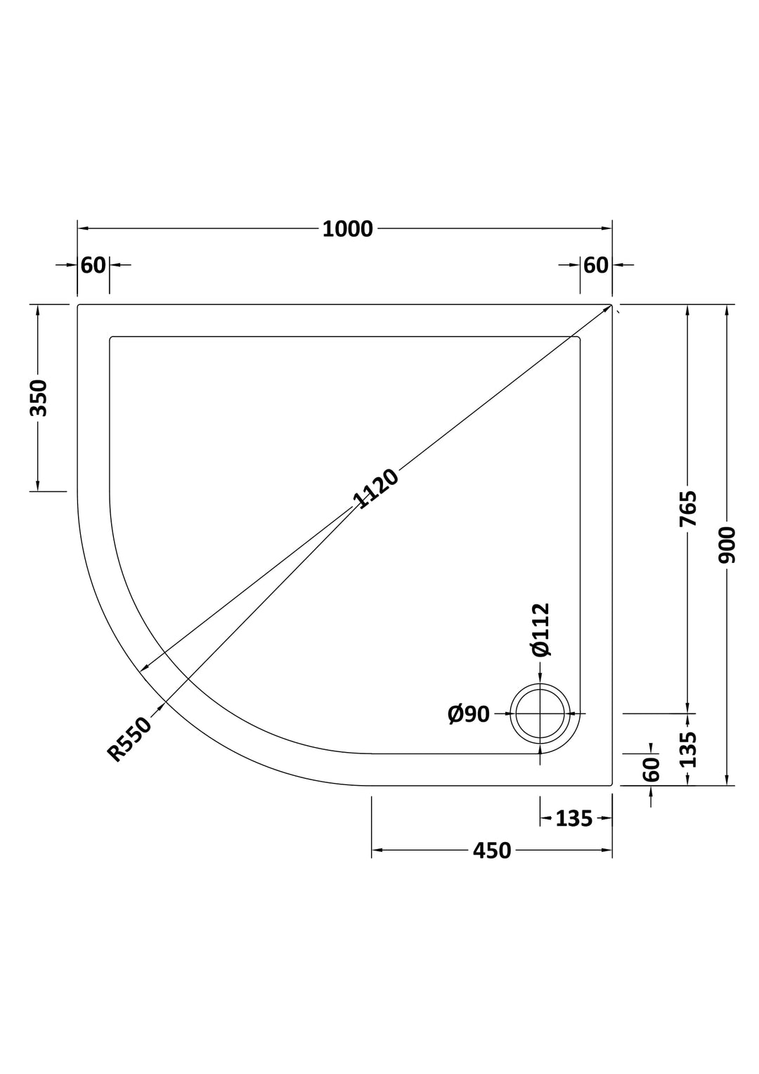 Vantage 40mm Offset Quad Tray LH 1000x900