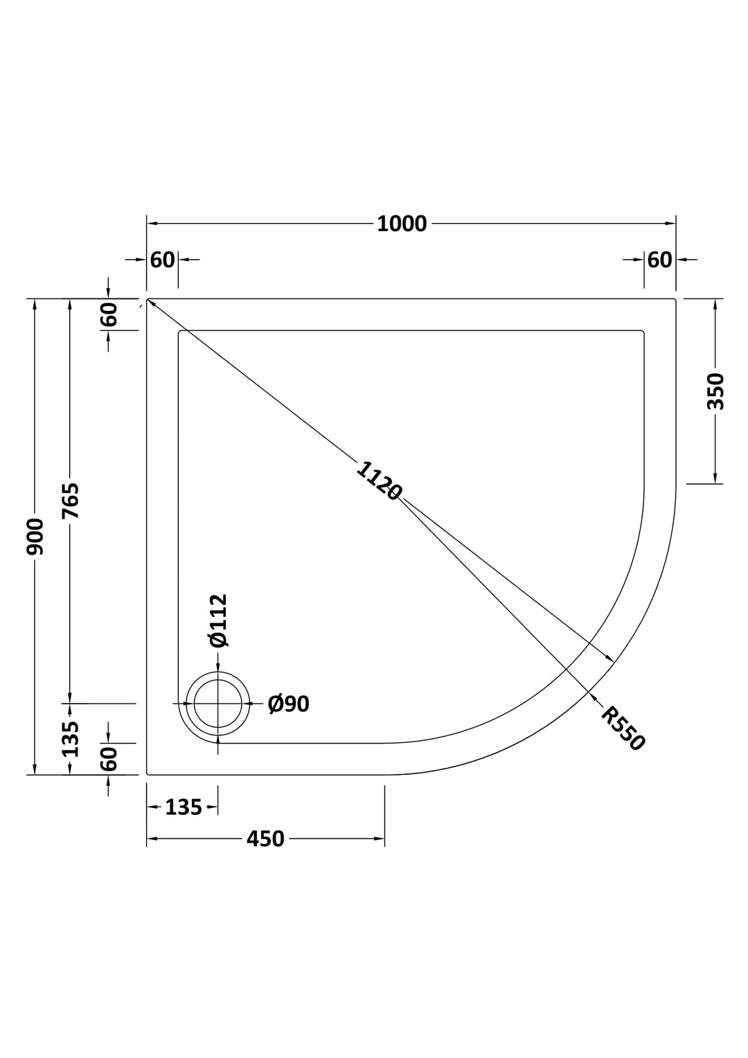 Vantage 40mm Offset Quad Tray RH 1000x900
