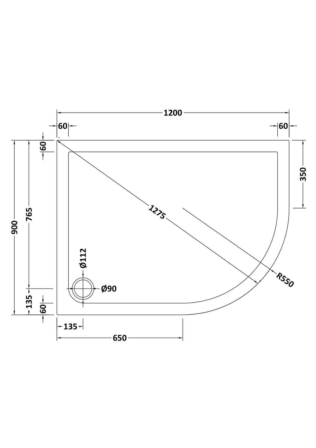 Vantage 40mm Offset Quad Tray RH 1200x900