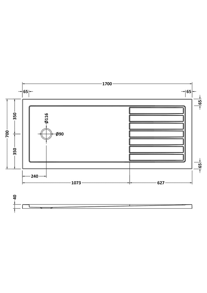 Vantage 40mm Walk In Tray 1700x700
