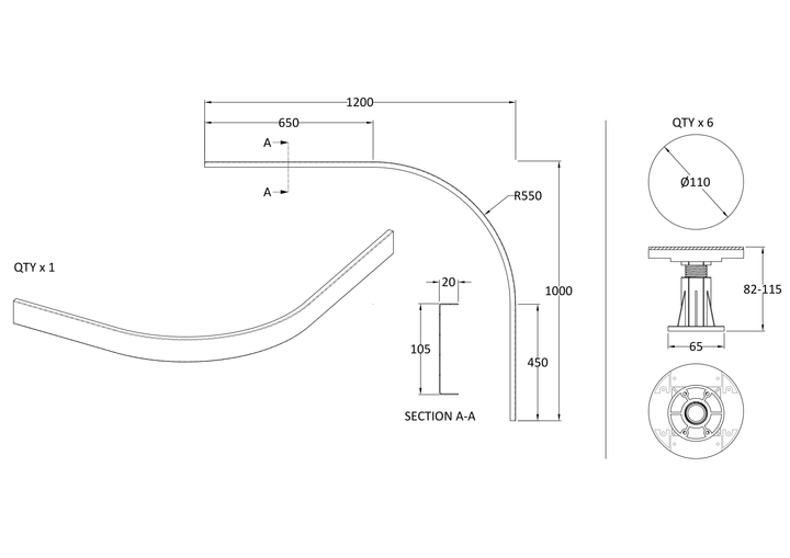 Vantage Legs & Panel For 700-900 Quad Trays