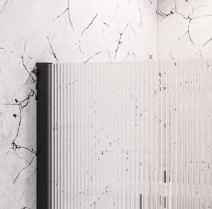 Vantage 2000 8mm Fluted Glass Walk In Wetroom Panel 1200 x 2000 Black