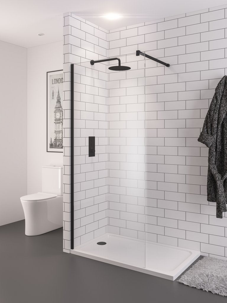 Vantage 2000 8mm Walk In Wetroom Panel 1500 x 2000 Matt Black