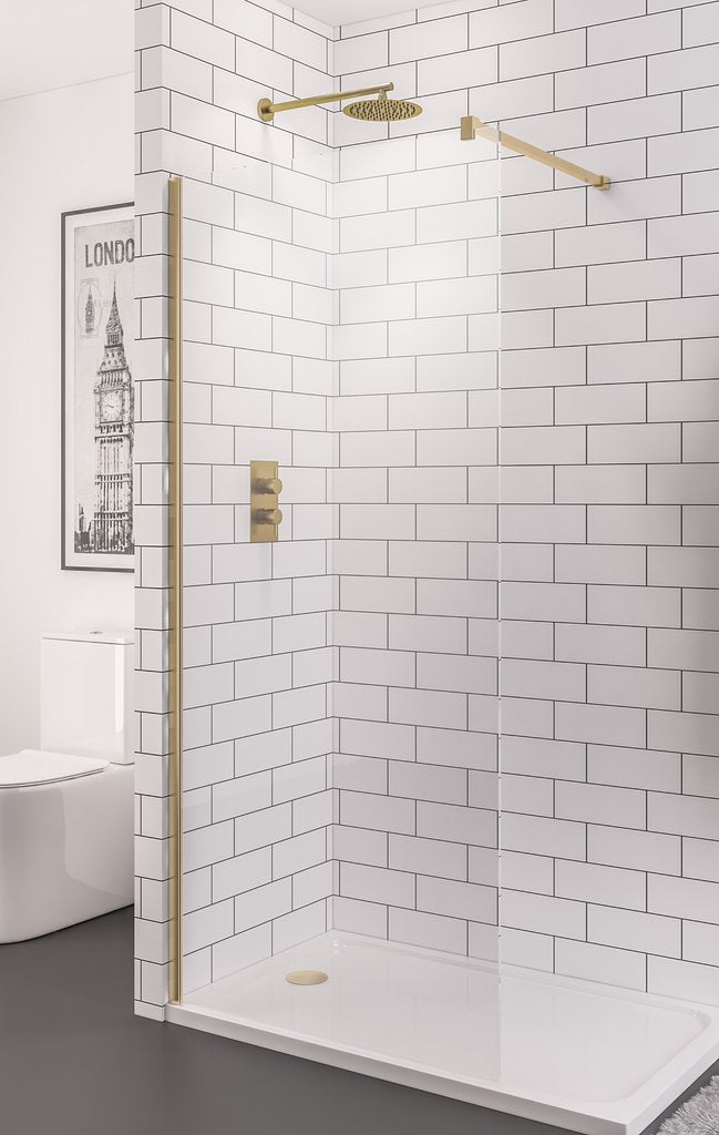 Vantage 2000 8mm Walk In Wetroom Panel 1500 x 2000 Brushed Brass