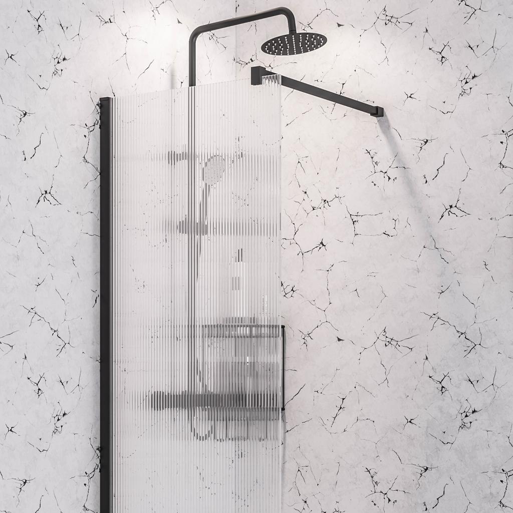 Vantage 2000 8mm Fluted Glass Walk In Wetroom Panel 800 x 2000 - 49.5108