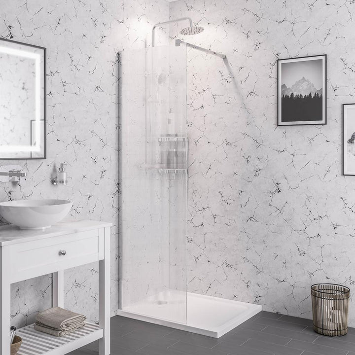 Vantage 2000 8mm Fluted Glass Walk In Wetroom Panel 900 x 2000 - 49.5111