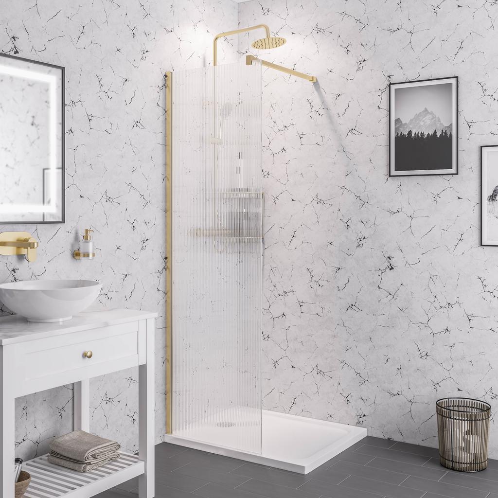 Vantage 2000 8mm Fluted Glass Walk In Wetroom Panel 900 x 2000 - 49.5113