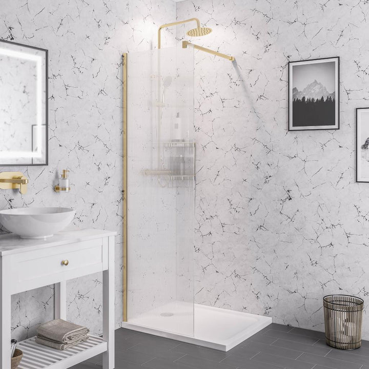 Vantage 2000 8mm Fluted Glass Walk In Wetroom Panel 900 x 2000 - 49.5113
