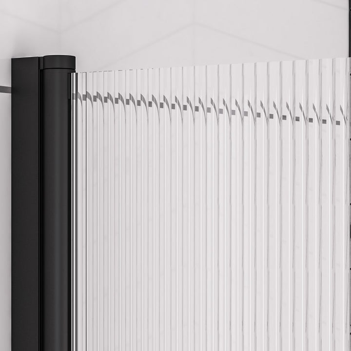 6mm Straight Bath Screen In Fluted Glass L-H - 49.5102